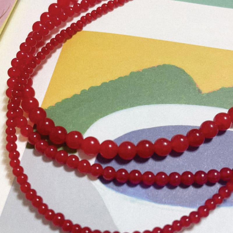 standingfish red jade necklace(4mm)