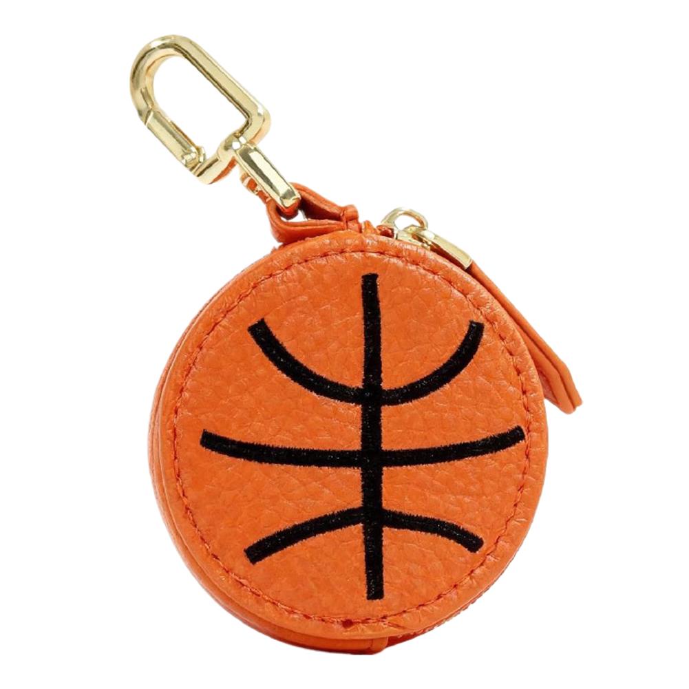Sporty Basketball Coin Purse Cartoon Ball-Shaped Headphone Pouch Small Waterproof Storage Bag for Earphones & Accessories