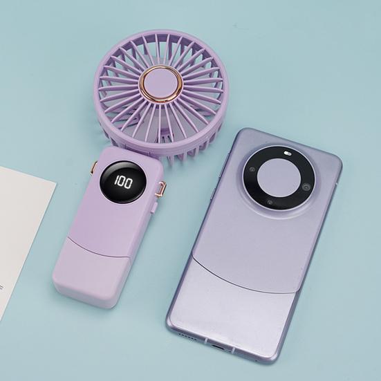 Ventilador de Mão com Cabeça Ajustável de 90 Graus Ventilador Mini Portátil Carregamento USB Bateria Grande Indicador de Bateria LED Ventilador