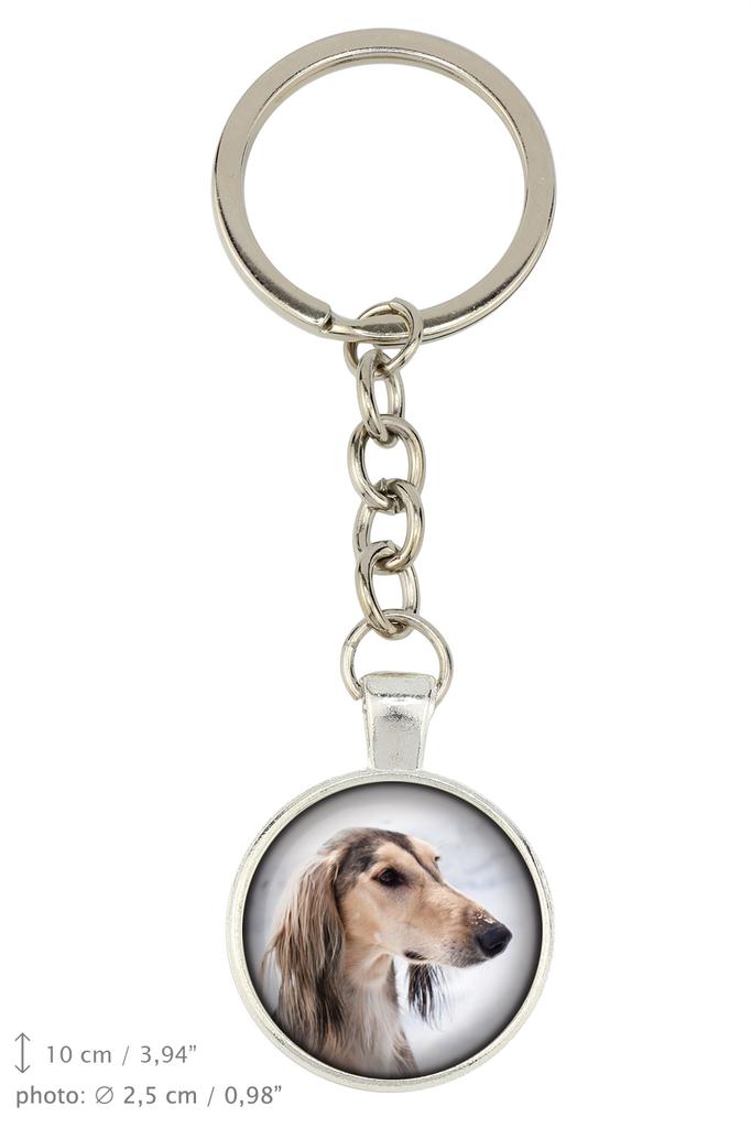 Saluki, Persischer Windhund, Arabischer Windhund, Gazellenhund - Schlüsselanhänger in einer Box, eigenes Foto, Schlüsselanhänger der Marke Art-Dog