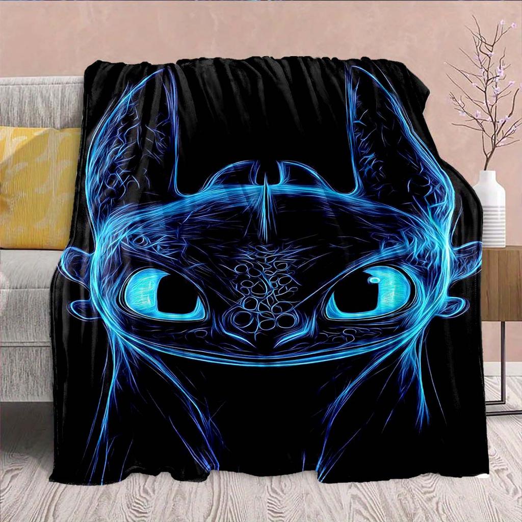 Black Dragon Decorative Flannel Blanket Dark Dragon Art Soft Warm Cozy Plush Throw -QJY