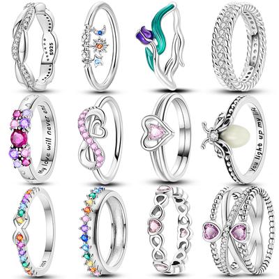 Fashion Original Luminous Firefly Rings 100% S925 Silver Eternal Heart-Shaped Zircon Rings Fine Wedding Engagement Jewelry Gifts