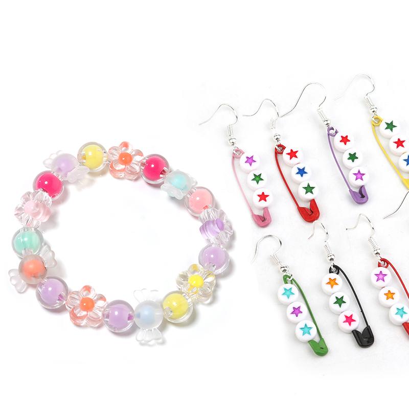 100Pcs Acrylic Colorful Flower Beads Transparent Mix Color Loose Beads Charms for DIY Bracelet Necklace Jewelry Making Findings