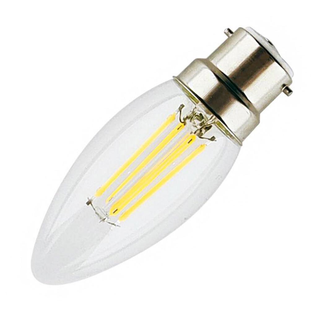 5-Pack B22 Bayonet C35 LED Filament Bulbs, 4-Watt Equivalent (40-Watt) for Energy-Saving Lighting, Pendant Lamps, Table Lamps, and Wall Lamps