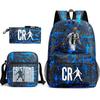 Set Zaino Scolastico Cristiano Ronaldo per Bambini Ragazzi Ragazze 15L Tessuto Oxford Borsa a Doppia Tracolla con Spallacci Imbottiti Traspiranti