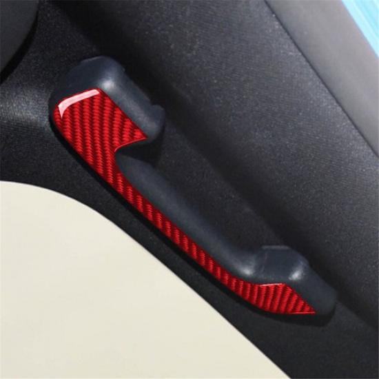 Red Carbon Fiber Interior Roof Door Handle Cover Trim For Ford Mustang Mach-E