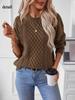 Women Chunky Cable Knit Oversized Pullover Sweater Crew Neck Long Sleeve Solid Color Casual Woven Tops Fall