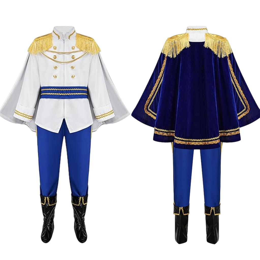 Formemory Halloween Cosplay Prince Costume for Boys, Includes Wand, Cape, and Crown, Perfect for Parties, Stage Performances, Recitals, Cultural