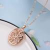 Vintage Hollow Flower Pendant Necklace For Women  Rose Gold Color Natural Zircon Accessories Party Daily Fine Jewelry