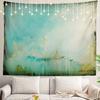 Navy Blue Watercolor Mountains Wall Tapestry, Sky Wall Hanging Large Tapestry Decoration Polyester Fiber White Hem Around for