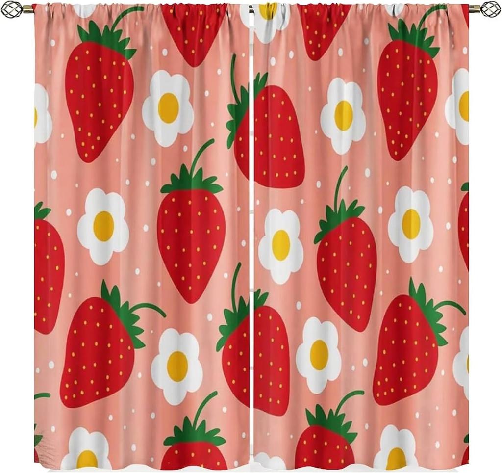 Chef Window Curtains, Fat Funny Cook Theme Curtains For Bedroom & Living Room, Red Black Buffalo Check Plaid Kitchen Drape