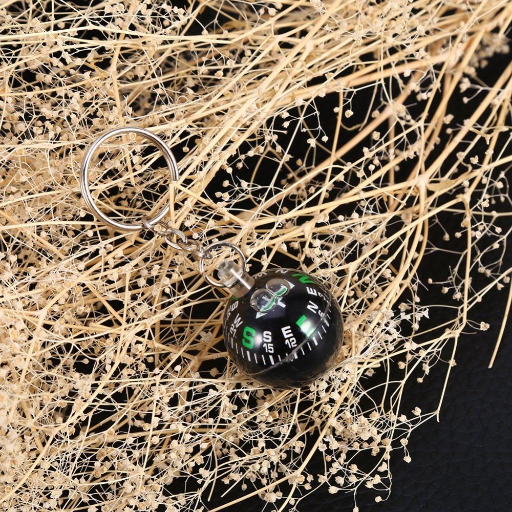 6 Pcs 28mm Liquid Filled Compass Black Ball Compass Keychain  Camping Equipment