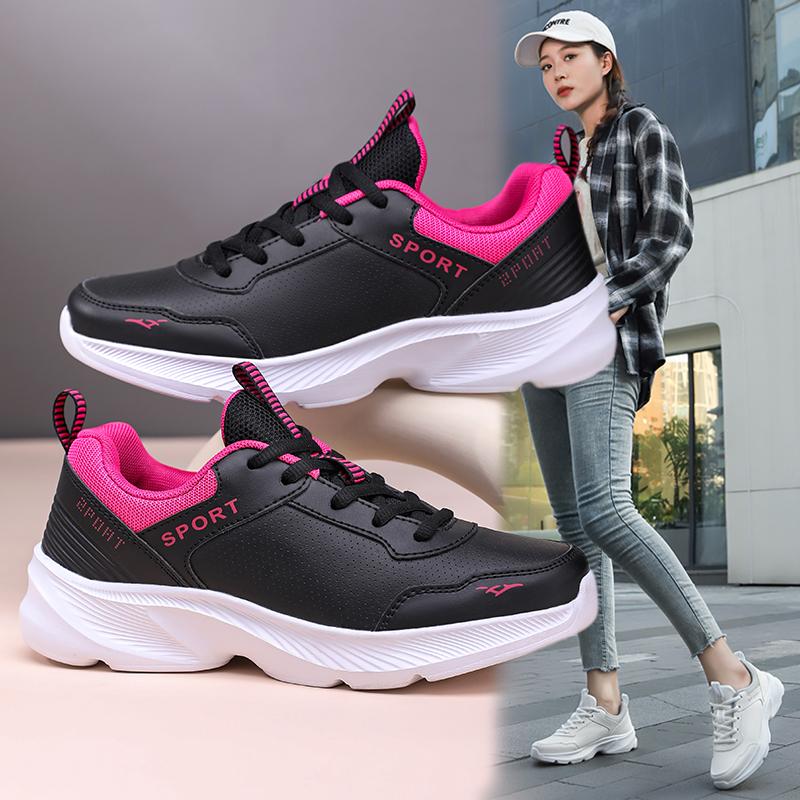 Jogging Shoes Four Seasons Waterproof Lightweight Running Shoe Women Leather Soft Casual Sneakers Ladies Non-Slip 35-41