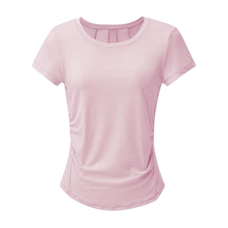 Stylish Quick-Dry Yoga Cover-Up: Spring/Summer Short Sleeve Fitness Wear with Beautiful Back Design for Women