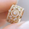 Luxury Inlaid White CZ Women's Ring Sparkling Gold Color Geometry Daily Wear Party Jewelry Anniversary Gift