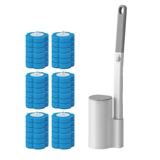 Jednorazowa szczotka do toalety z wymiennymi końcówkami Uchwyt do montażu na ścianie Szczotka do czyszczenia z głębokim rowkiem Środek do czyszczenia łazienki