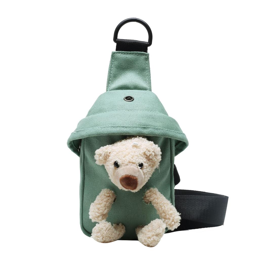 Modegefühl Canvas Bär Tasche Damen 2025 neu niedlich Cartoon Schulter Brusttasche beliebt Persönlichkeit Messenger