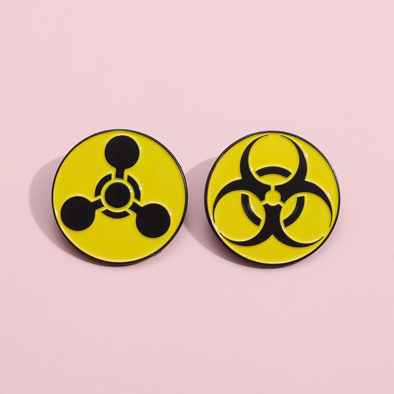 Contemporary Badge Metal Geometric Nuclear Radiation Brooch For Fashionforward Individuals