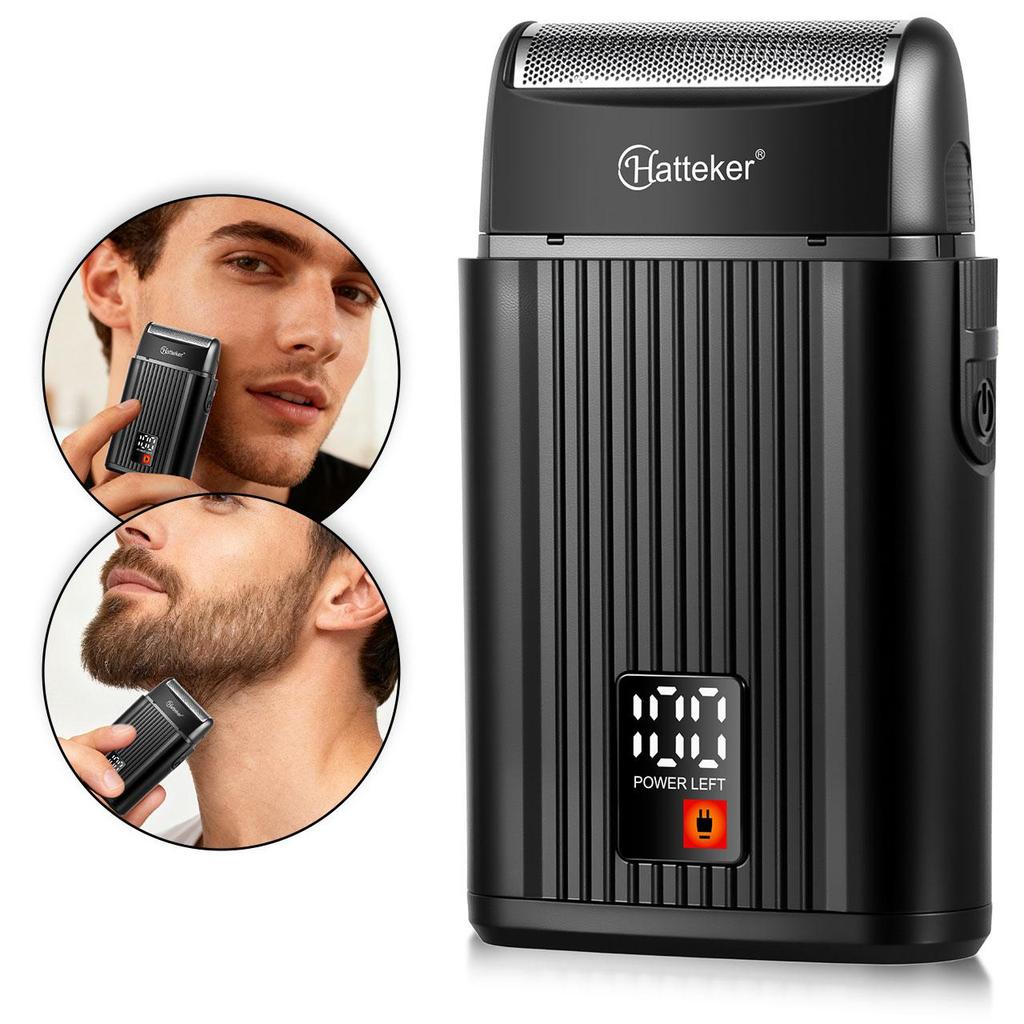Hatteker Electric Razor for Men Rechargeable Shaver Waterproof Cordless Razor with Nose Hair Trimmer for Travelling Mini