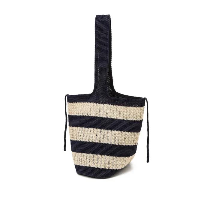 Marine Navy Striped Knit Bag L HIBA6E801N2