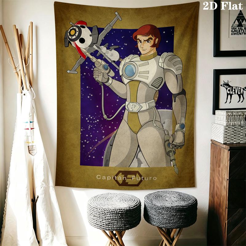 Captain Future Wall Tapestry Aesthetic Wall Hanging Printed Fabric Blanket Decorative Tapestries for Bedroom Living Room Home Decor