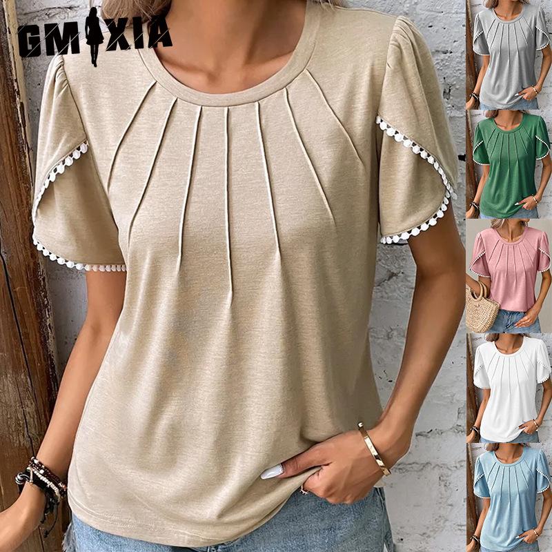 GMXIA Dámská móda Ležérní Jednobarevný Potisk Krátký rukáv O-výstřih Halenky a košile