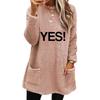 Women's Letter Print Round Neck Loose Long Sleeve Pocket Plush Hoodie - Autumn/Winter Collection