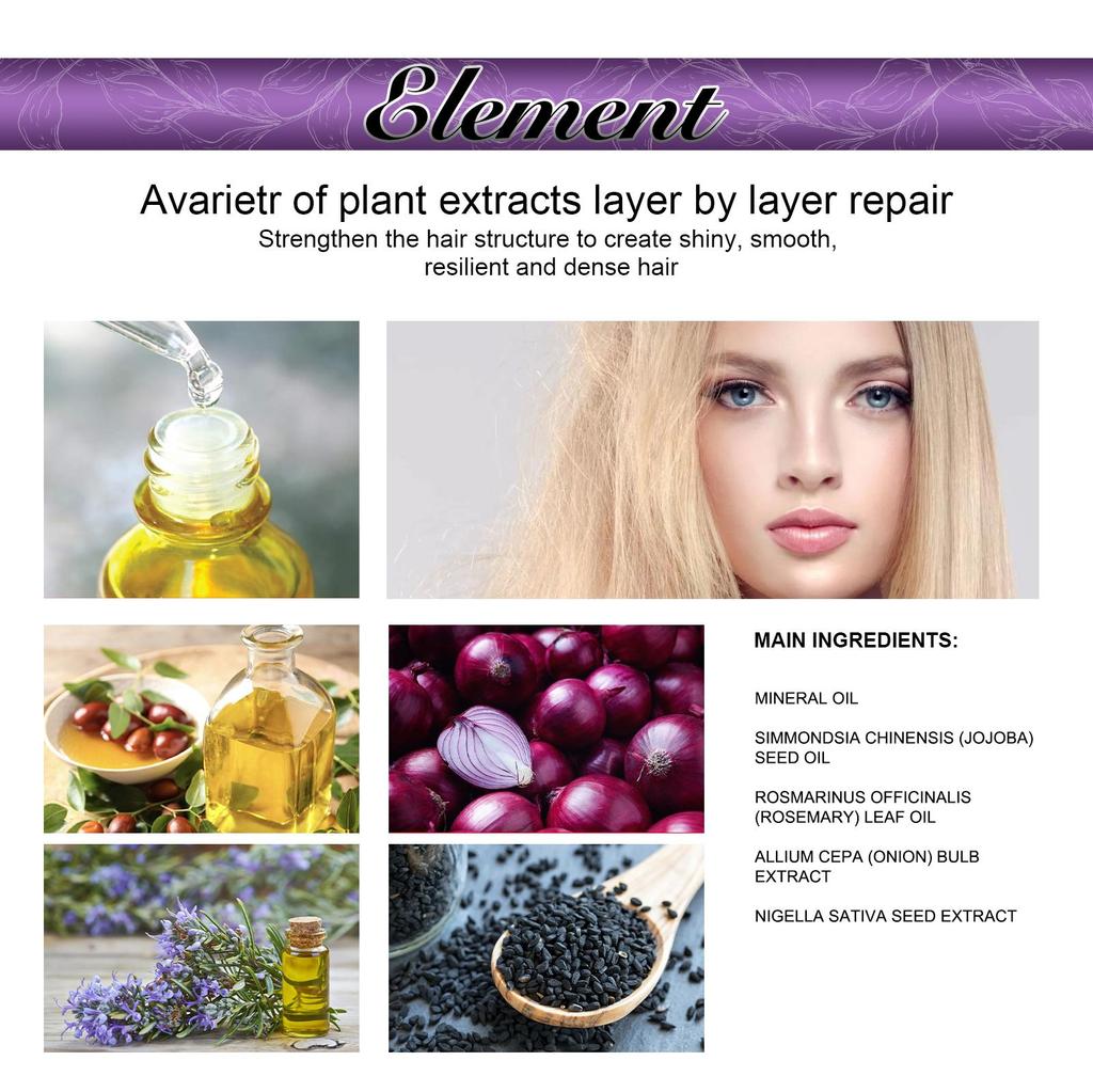 EELHOE Spray capillaire oignon romarin Hydratation profonde Cuir chevelu Lisse & Brillant Spray revitalisant pour cheveux