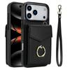Ring Lanyard Leather Multi Card Wallet Phone Case for iPhone 18 Pro Max 17E 17 Air 16E 16 Plus 15 14 13 12 11 Flip Stand Cover