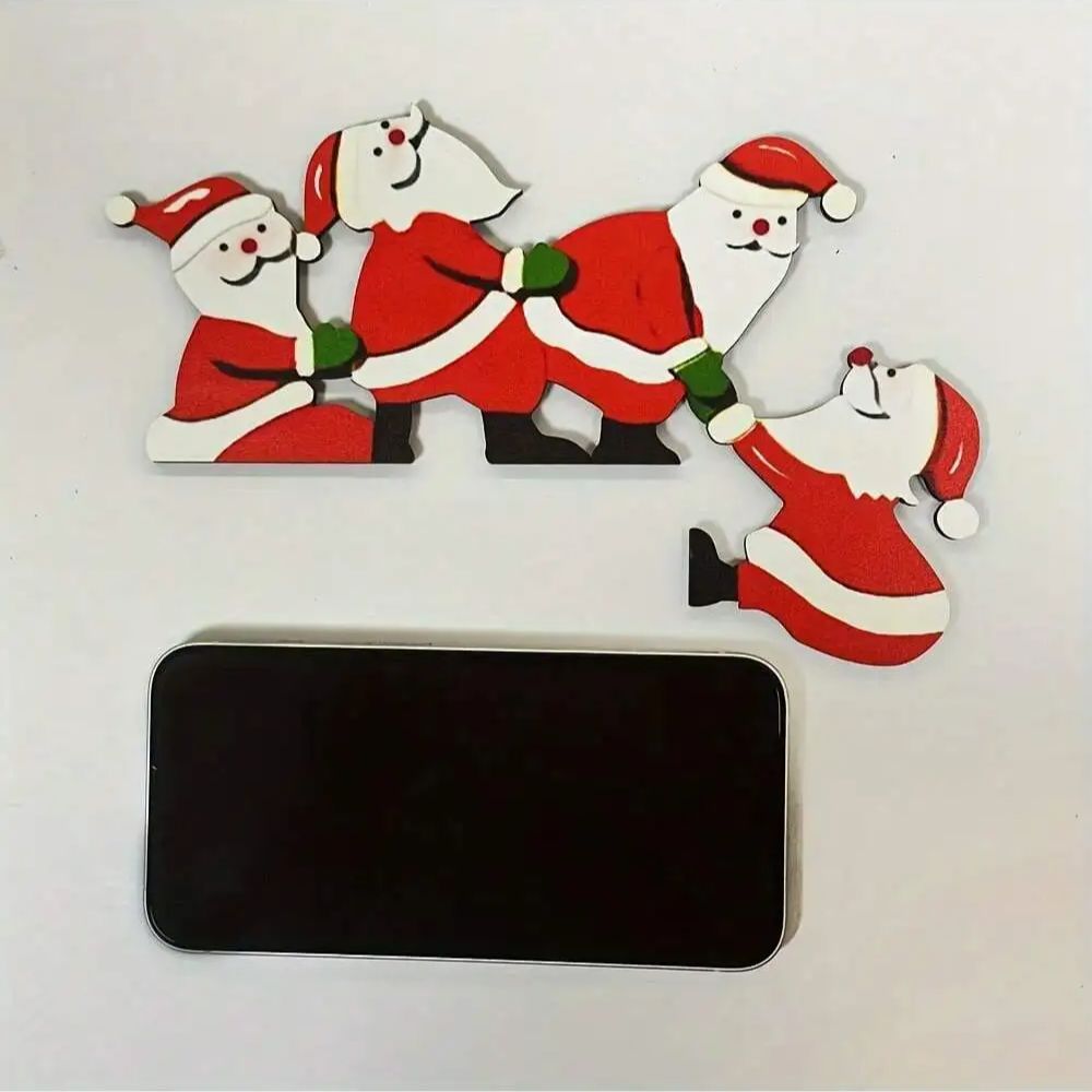 Christmas1pcs Christmas Door Frame Decoration - Funny Santa Claus and Elk Wooden Pendant Suitable For Doors, Walls, and Windows
