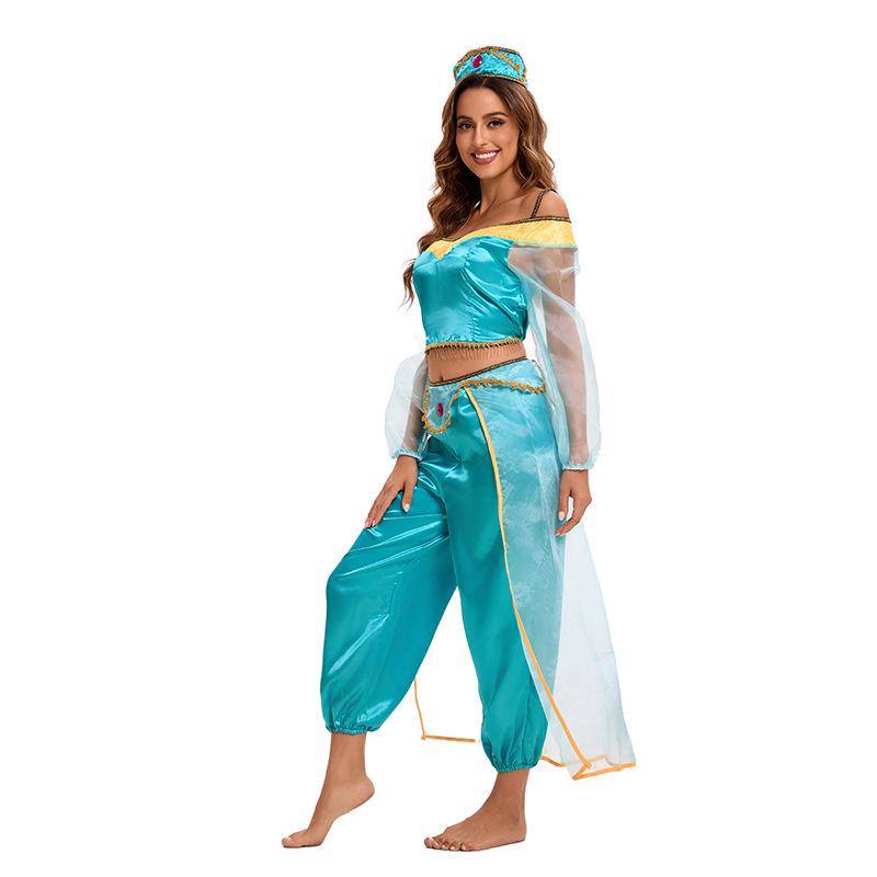 Halloween Princess Jasmine Costume - Adult Aladdin Lamp & Indian Dancer Cosplay