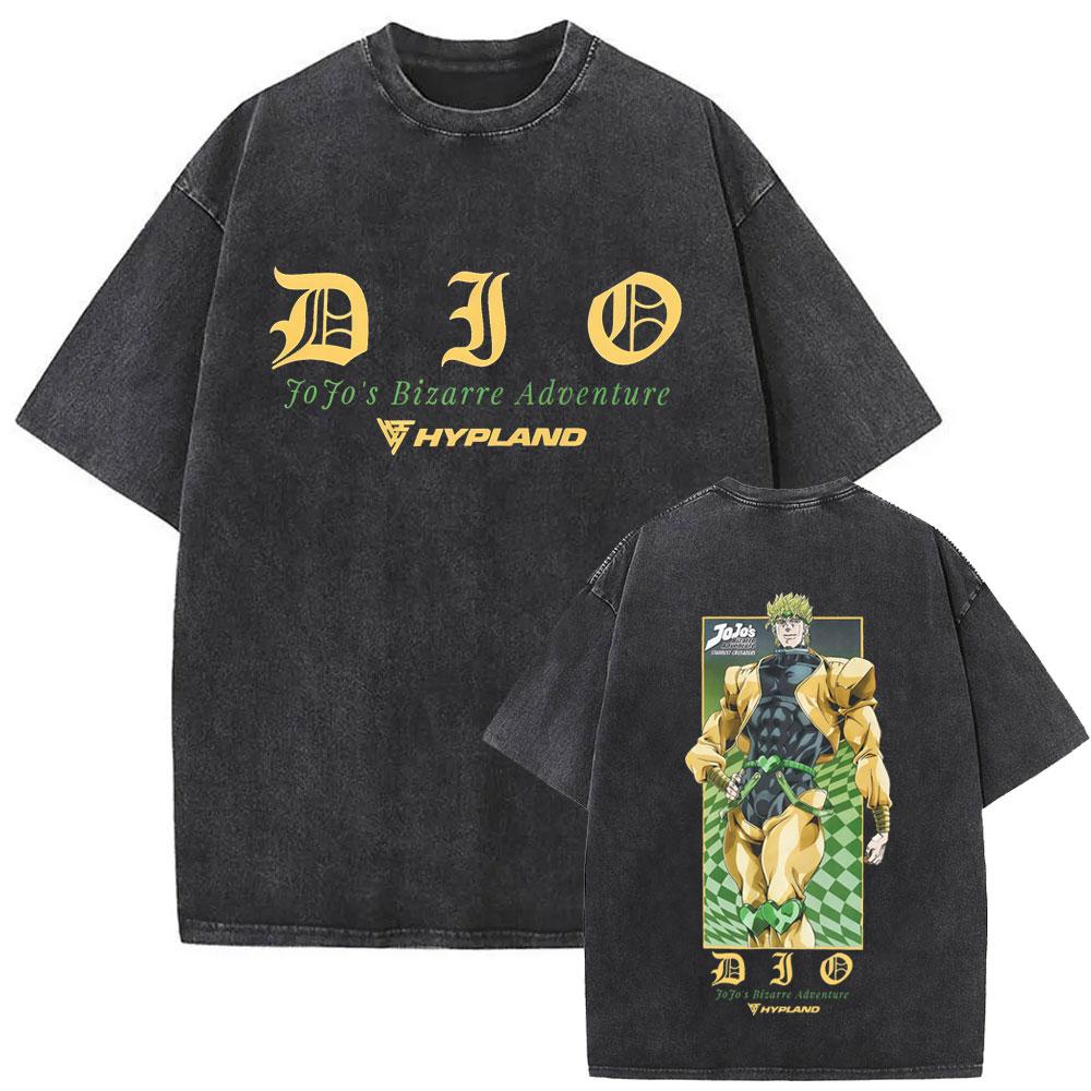 Washed Vintage Anime Jojo Bizarre Adventure Joseph Joestar Caesar Anthonio Zeppeli Print Tshirt Men Fashion Cartoon T Shirt Top