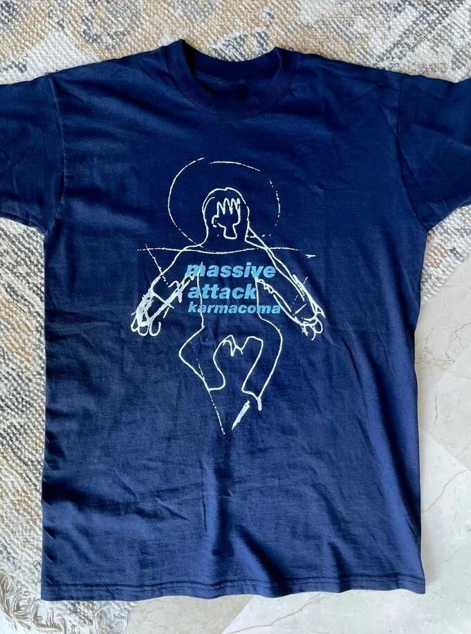 

Vintage Massive Attack Karmacoma Navy T-shirt Unisex 100% Cotton Shirt UU568 XL