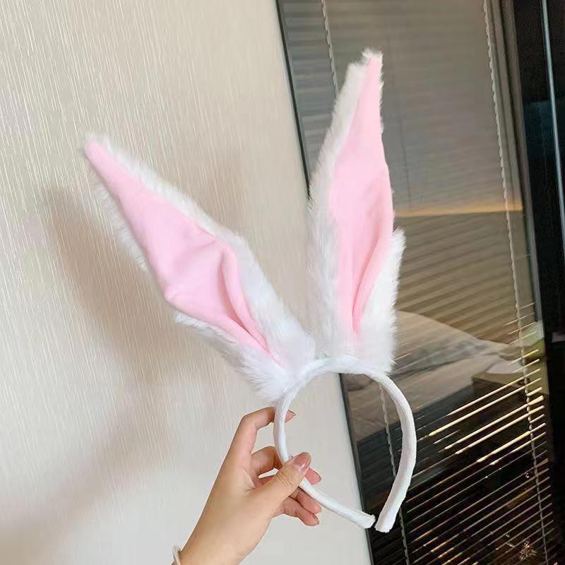 Bandas para el pelo de felpa con orejas de conejo largas para niñas, accesorios para la cabeza, diadema, accesorios para vestido, mujer, niña, cosplay, lolita, cosplay, accesorios para el pelo