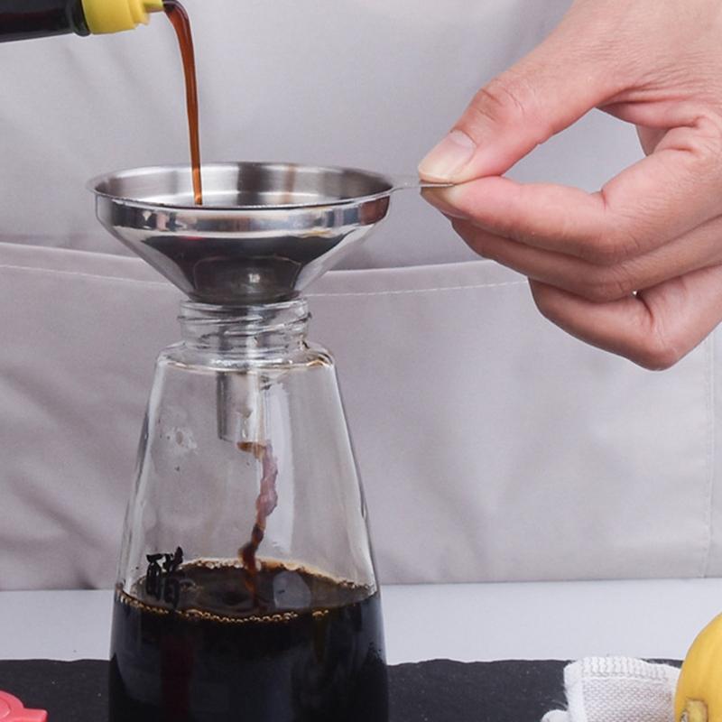 Trichter-Set für die Küche aus Edelstahl, Trichter aus lebensmittelechtem Metall zum Befüllen von Flaschen, kleine Trichter für ätherische Öle und Gewürze