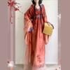 Restored Chinese Wei And Jin Dynasty Style Hanfu For Women, Warring States Robe With Trailing Collar Suit