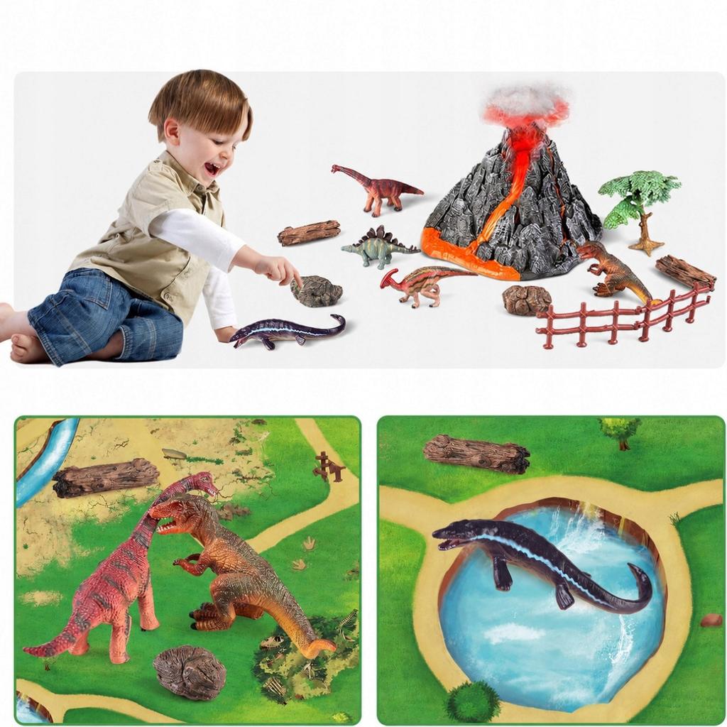 Mega zestaw dinozaurów + mata planszowa XXL zestaw figurek wulkanu 31 sztuk.