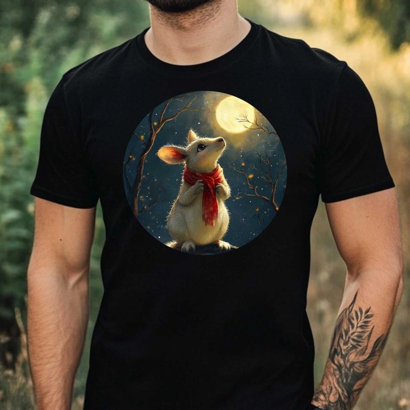 T-Shirt Herren Känguru im Mondlicht Motiv Baumwolle Größe XS bis 5XL XL