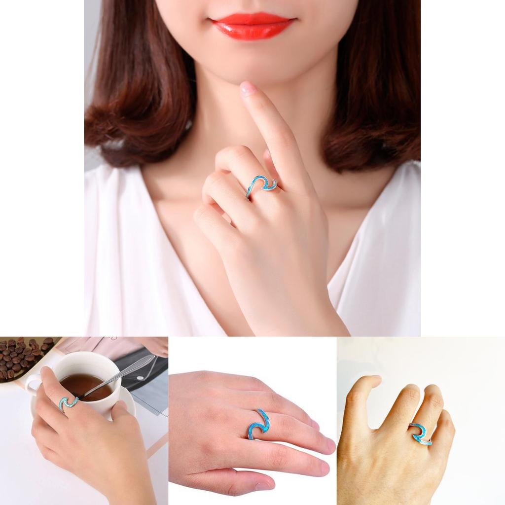 Versatile And Elegant Geometric Wave Ring In White And Green For All Occasions