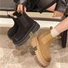 Fashion Women's Shoes Autumn Winter 2024 New Fashion Slip-on Solid Color Outdoors Wear Resistant Female Shoes Round Head Ladies Boots