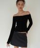 Jaejeudeu Off-Shoulder Wool Cardigan_Black
