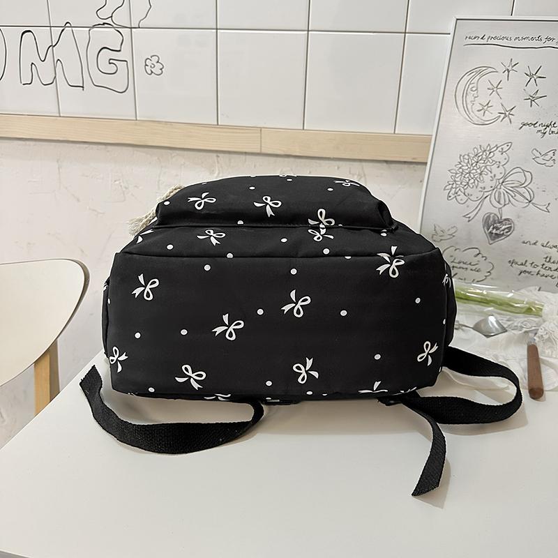 Schultasche für Studenten mit Schleifendruck, Rucksack mit großem Fassungsvermögen, Damen-Computerrucksack