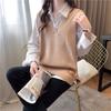 V-neck Knitted Vest for Women In Autumn Loose Vest Lazy Style Layering Over Sleeveless Waistcoat and Waistcoat