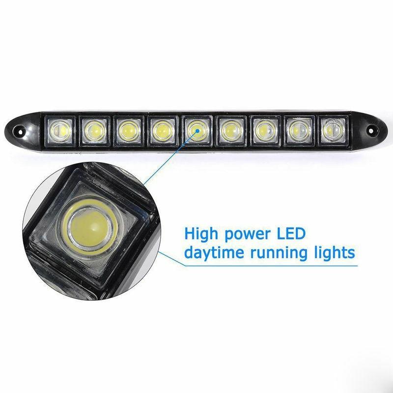 Car Daytime Running Light Accessories Auto 12V 9-LED White 6500K-7000K