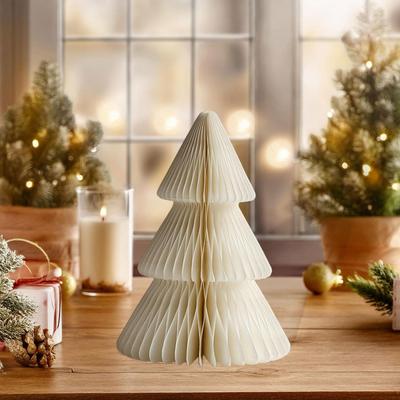 3D Christmas Tree Decoration Made of Paper, Honeycomb Shape, Paper Sculpture,