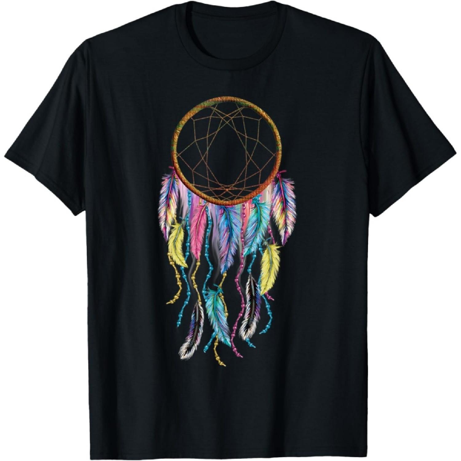 Милая Веселая Цветная Ловец Снов Духовные Индейские Перья Футболка S