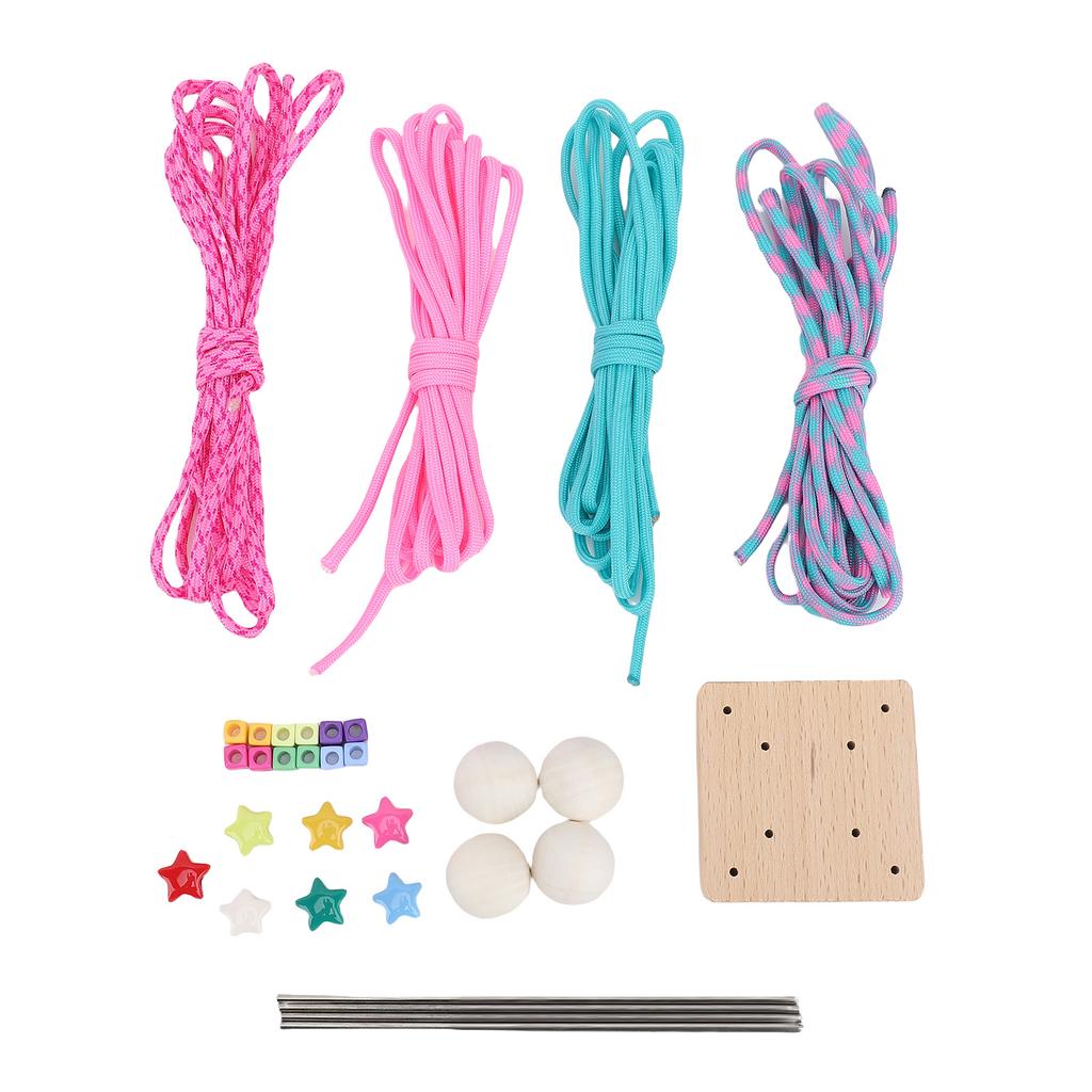 Monkey Fist Making Material Pack Paracord Ball Weaving Kit with Plastic Pentagram Beads Cubes Colorful Ropes