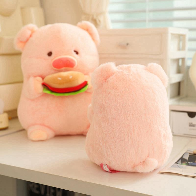 Cute Pig Plush Toy Stuffed Animals Pig With Hamburger Soft Doll Fluffy Pig Cabbage Birthday Gift