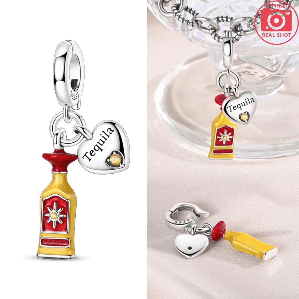 Original Copper Red Wine Bottle Pendant Series Champagne Pendant Heart Shape Beads Fit Bracelet Jewelry Making Fine Gift Diy