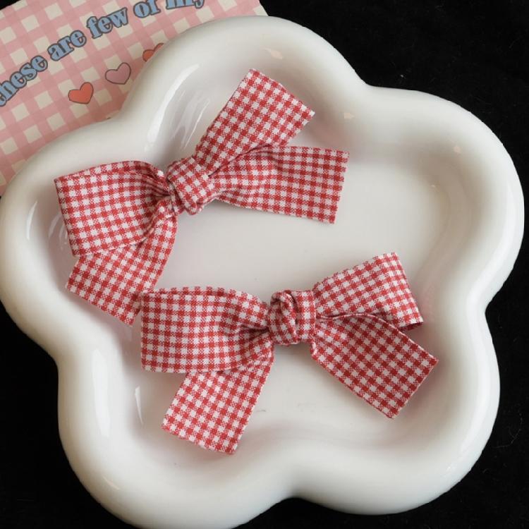 Bow Plaids Hair Clip Y2K Style Hairpin Sweet Balletcore Bunches Hair Clips